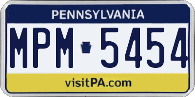 PA license plate MPM5454