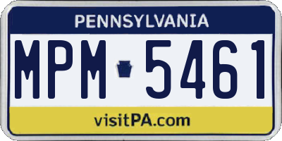 PA license plate MPM5461