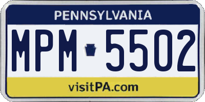 PA license plate MPM5502