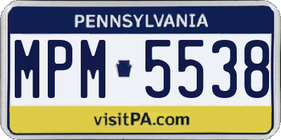 PA license plate MPM5538