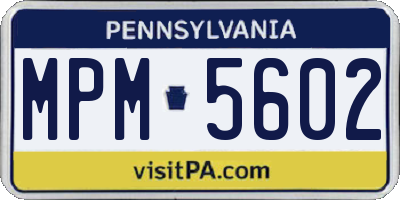 PA license plate MPM5602