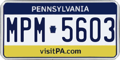 PA license plate MPM5603