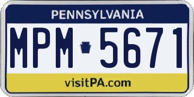 PA license plate MPM5671