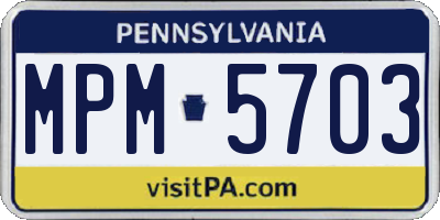 PA license plate MPM5703