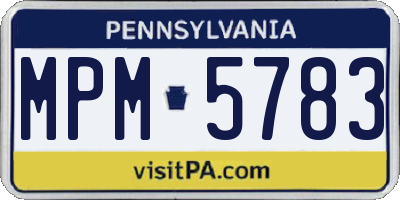 PA license plate MPM5783