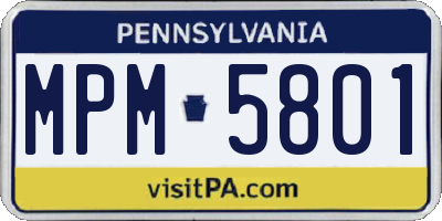 PA license plate MPM5801
