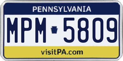 PA license plate MPM5809