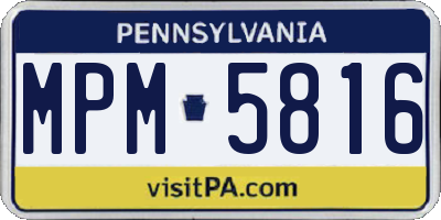 PA license plate MPM5816