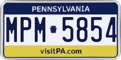 PA license plate MPM5854