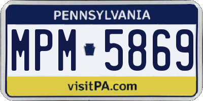 PA license plate MPM5869