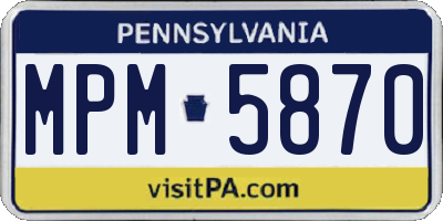 PA license plate MPM5870