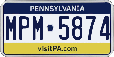 PA license plate MPM5874