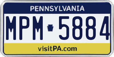 PA license plate MPM5884
