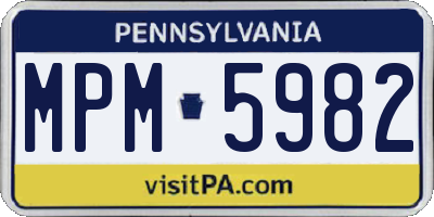 PA license plate MPM5982