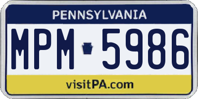 PA license plate MPM5986