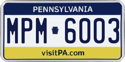 PA license plate MPM6003
