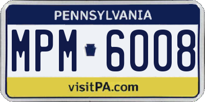 PA license plate MPM6008