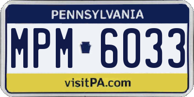 PA license plate MPM6033