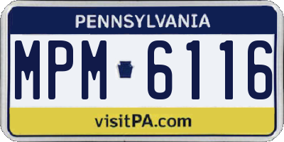 PA license plate MPM6116
