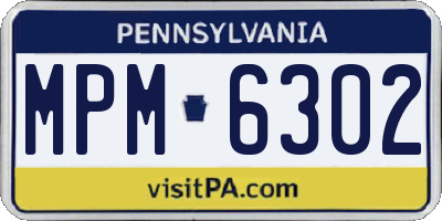 PA license plate MPM6302