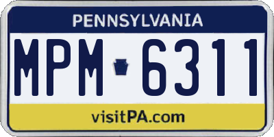 PA license plate MPM6311