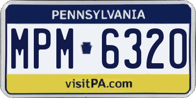 PA license plate MPM6320