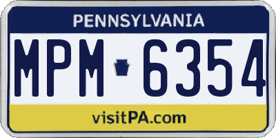 PA license plate MPM6354