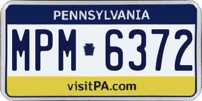 PA license plate MPM6372