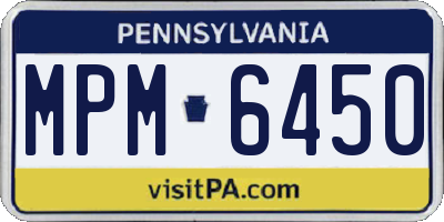 PA license plate MPM6450
