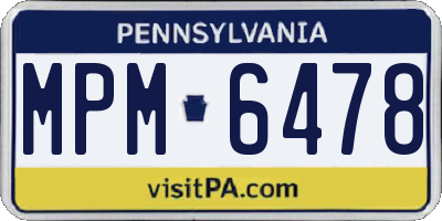 PA license plate MPM6478