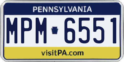 PA license plate MPM6551