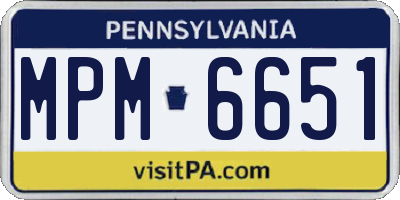 PA license plate MPM6651