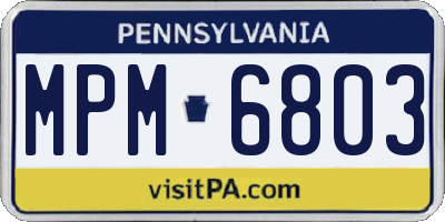 PA license plate MPM6803