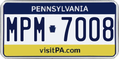 PA license plate MPM7008