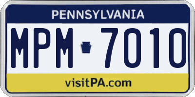 PA license plate MPM7010
