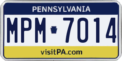 PA license plate MPM7014