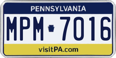 PA license plate MPM7016