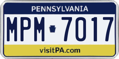 PA license plate MPM7017