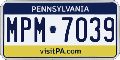 PA license plate MPM7039