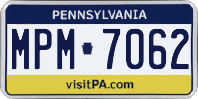 PA license plate MPM7062