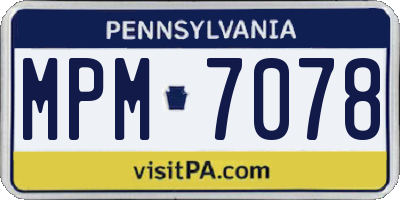 PA license plate MPM7078