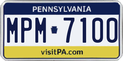 PA license plate MPM7100