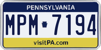 PA license plate MPM7194