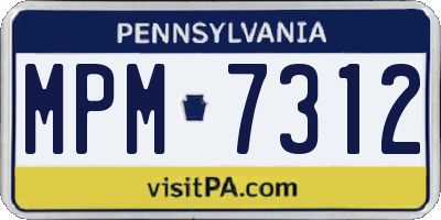 PA license plate MPM7312