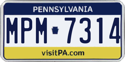 PA license plate MPM7314