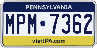 PA license plate MPM7362