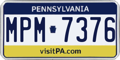 PA license plate MPM7376