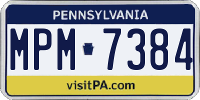 PA license plate MPM7384