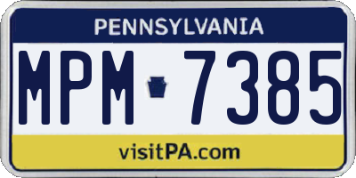 PA license plate MPM7385