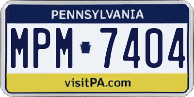 PA license plate MPM7404